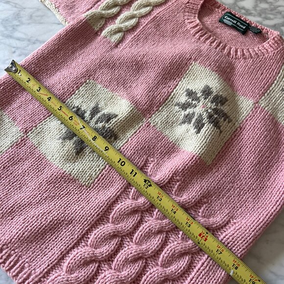 VINTAGE Carol Reed, 100% wool SHETLAND ski sweater , mauve, gray & ivory - Sz S - Picture 4 of 11